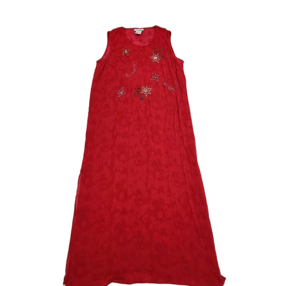 CM Shapes Vintage 90s Beaded & Embroidered Boho Fairy Feminine Maxi Dress SZ L